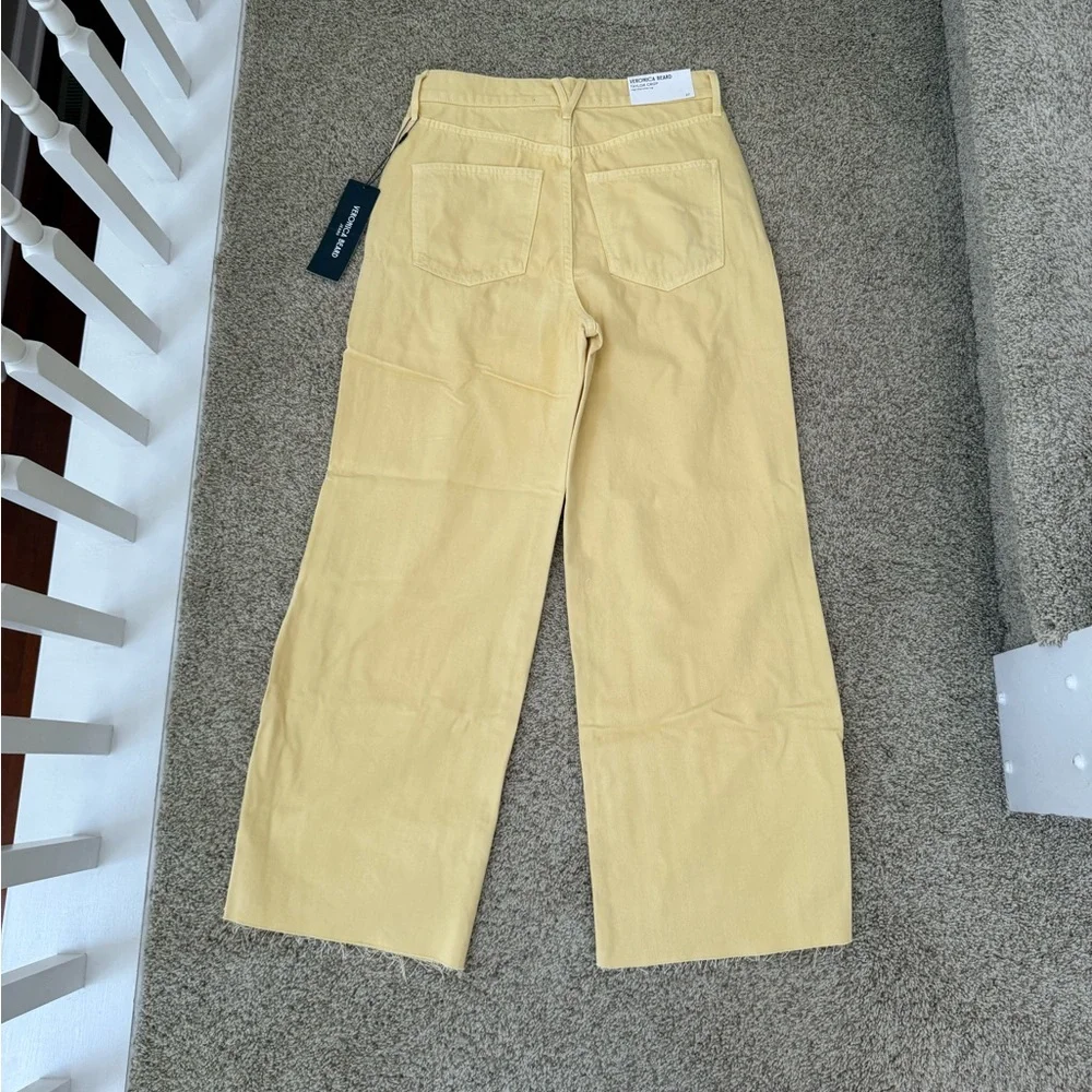 NWT Veronica Beard Taylor Wide Leg High Rise Jeans Size 27 Butter Yellow - Picture 3 of 3